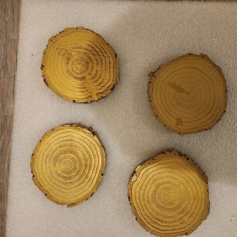 Brand New 4 Hand made Gold Rush color Pine coasters
